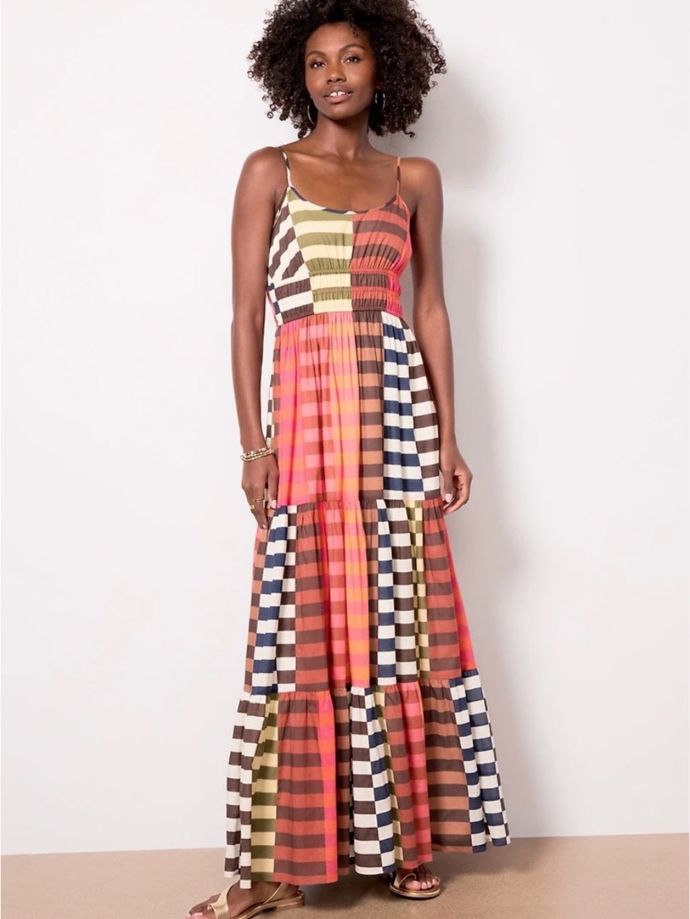 ANTHROPOLOGIE Hutch tiered Striped Patchwork Maxi Dress